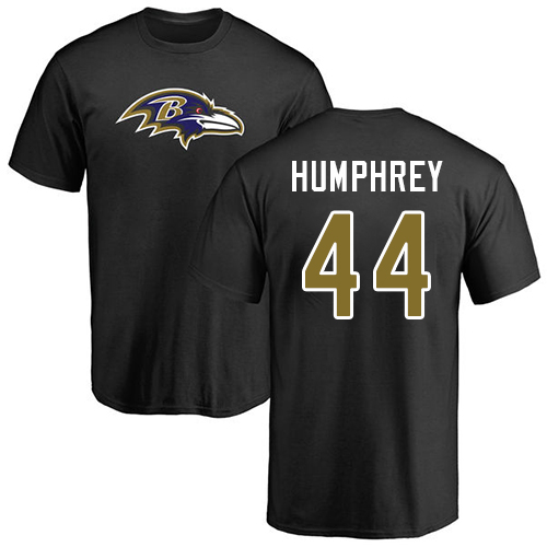 Men Baltimore Ravens Black Marlon Humphrey Name and Number Logo NFL Football #44 T Shirt